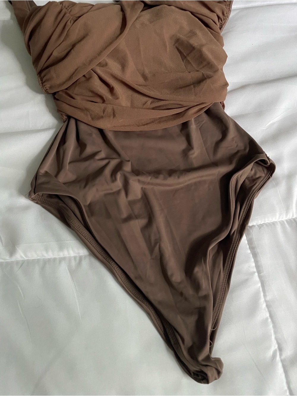 NWT Naked Wardrobe sexy mesh brown Mini Dress - Picture 7 of 10